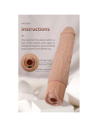 PRETTY LOVE - KESSLER DILDO VIBRANTE REALISTICO CON 10 MODALITÀ DI VIBRAZIONE E 10 ROTAZIONI, 22 CM NATURALE