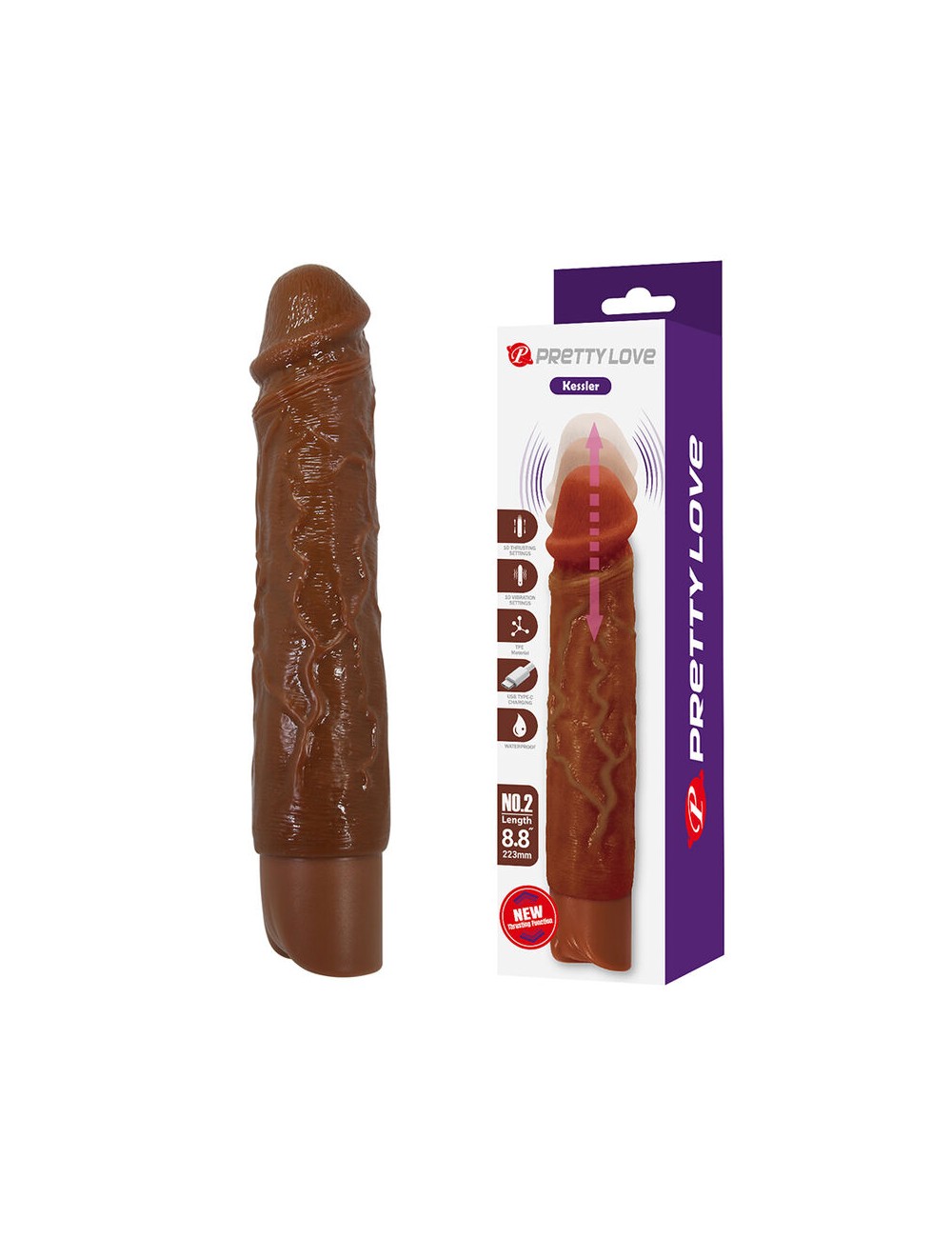 PRETTY LOVE - KESSLER DILDO VIBRANTE REALISTICO CON 10 MODALITÀ DI VIBRAZIONE E 10 ROTAZIONI