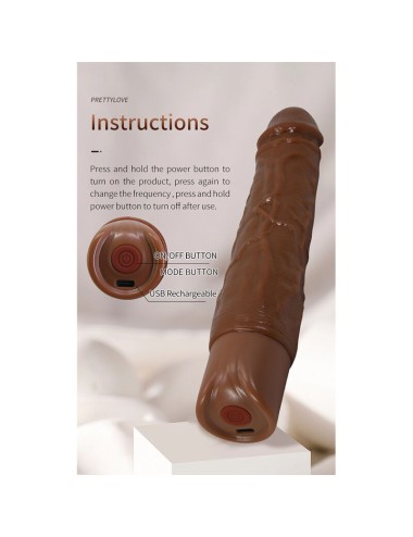 PRETTY LOVE - KESSLER DILDO VIBRANTE REALISTICO CON 10 MODALITÀ DI VIBRAZIONE E 10 ROTAZIONI, 22 CM, MARRONE