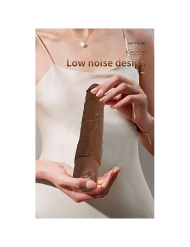 PRETTY LOVE - KESSLER DILDO VIBRANTE REALISTICO CON 10 MODALITÀ DI VIBRAZIONE E 10 ROTAZIONI, 22 CM, MARRONE