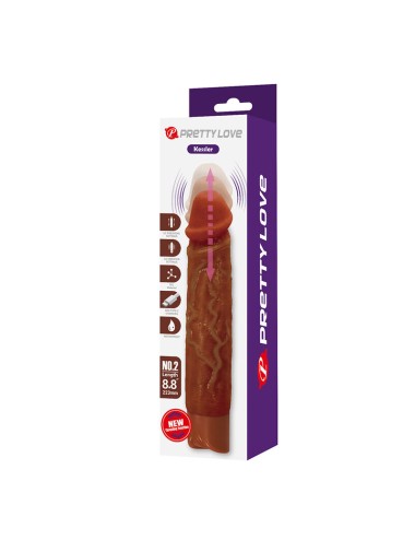 PRETTY LOVE - KESSLER DILDO VIBRANTE REALISTICO CON 10 MODALITÀ DI VIBRAZIONE E 10 ROTAZIONI, 22 CM, MARRONE