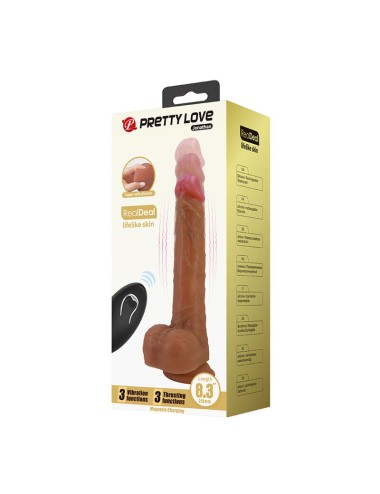 PRETTY LOVE - JONATHAN VIBRATORE REALISTICO CON SPINTA E TELECOMANDO, MARRONE