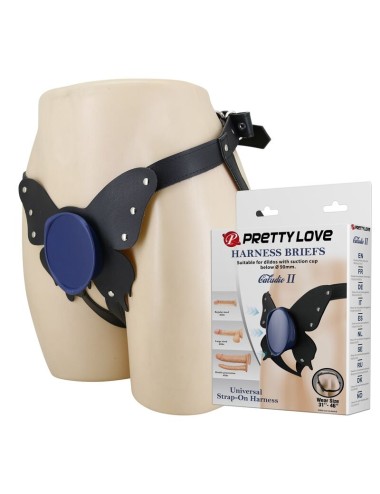 PRETTY LOVE - SLIP UNIVERSALI CON IMBRACATURA STRAP-ON NERI E BLU
