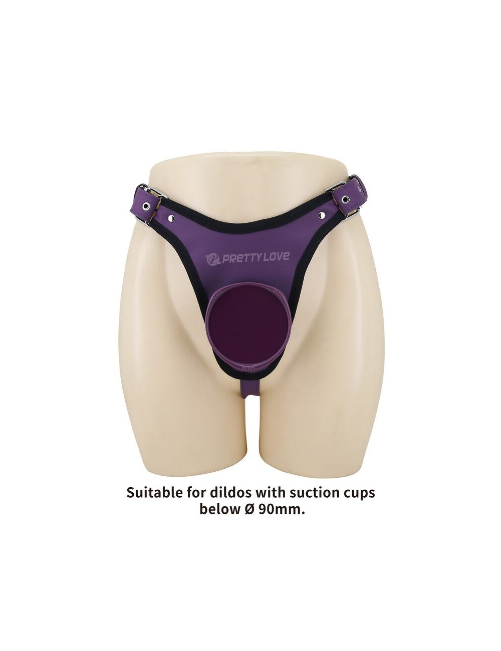 PRETTY LOVE - SLIP UNIVERSALI CON IMBRACATURA STRAP-ON VIOLA E NERO