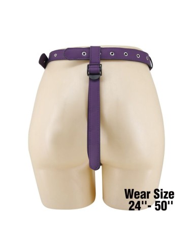 PRETTY LOVE - SLIP UNIVERSALI CON IMBRACATURA STRAP-ON VIOLA E NERO