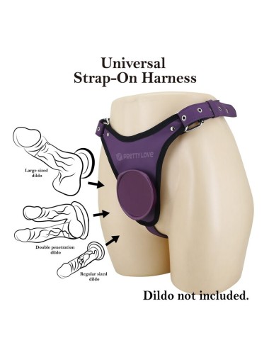 PRETTY LOVE - SLIP UNIVERSALI CON IMBRACATURA STRAP-ON VIOLA E NERO