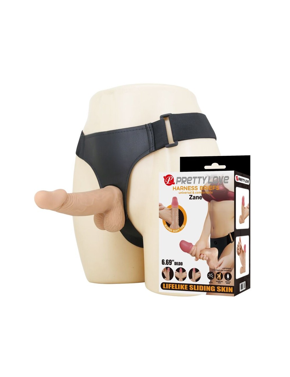 PRETTY LOVE - IMBRACATURA ZANE CON DILDO FLESSIBILE 17 CM Ø 4