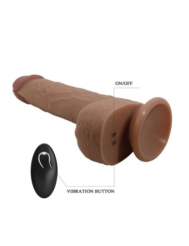 PRETTY LOVE - TOMMY VIBRATORE REALISTICO CON SPINTA E TELECOMANDO, MARRONE SCURO