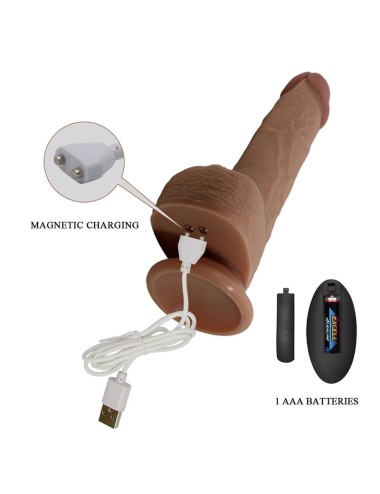 PRETTY LOVE - TOMMY VIBRATORE REALISTICO CON SPINTA E TELECOMANDO, MARRONE SCURO