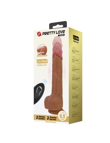 PRETTY LOVE - TOMMY VIBRATORE REALISTICO CON SPINTA E TELECOMANDO, MARRONE SCURO