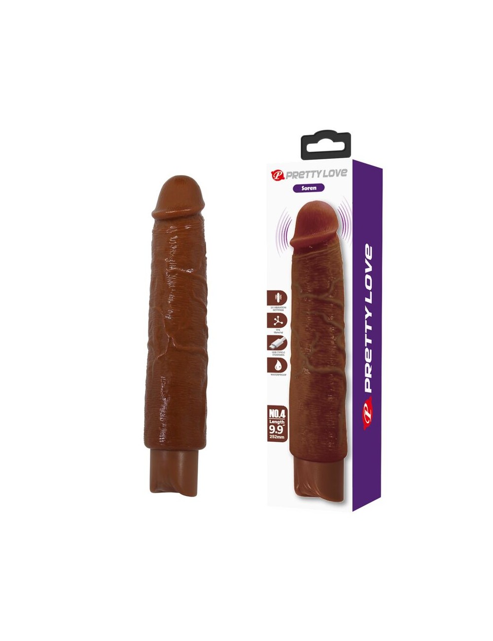 PRETTY LOVE - VIBRATORE REALISTICO GAVIN 25 CM Ø 5 CM MARRONE