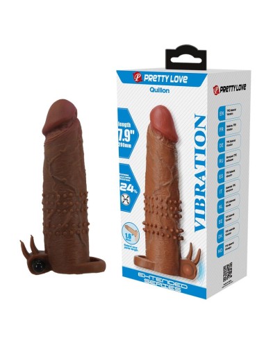 PRETTY LOVE - MANICOTTO VIBRANTE PER PENE QUILLON 20 CM Ø 4 CM MARRONE