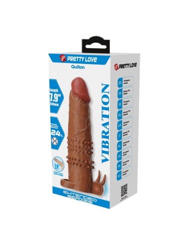 PRETTY LOVE - MANICOTTO VIBRANTE PER PENE QUILLON 20 CM Ø 4 CM MARRONE