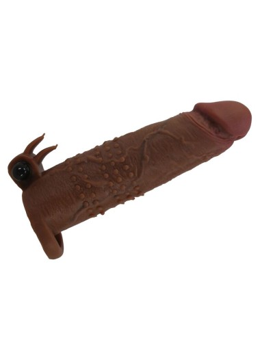 PRETTY LOVE - MANICOTTO VIBRANTE PER PENE QUILLON 20 CM Ø 4 CM MARRONE