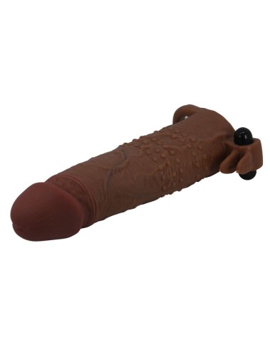 PRETTY LOVE - MANICOTTO VIBRANTE PER PENE QUILLON 20 CM Ø 4 CM MARRONE