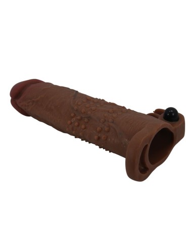 PRETTY LOVE - MANICOTTO VIBRANTE PER PENE QUILLON 20 CM Ø 4 CM MARRONE