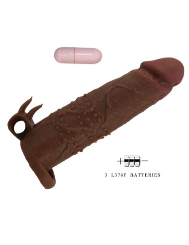 PRETTY LOVE - MANICOTTO VIBRANTE PER PENE QUILLON 20 CM Ø 4 CM MARRONE