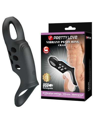 PRETTY LOVE - ANELLO PER PENE VIBRANTE RICARICABILE CRAIG NERO