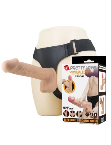 PRETTY LOVE - IMBRACATURA KASPAR CON DILDO FLESSIBILE 21 CM Ø 5 CM NATURALE