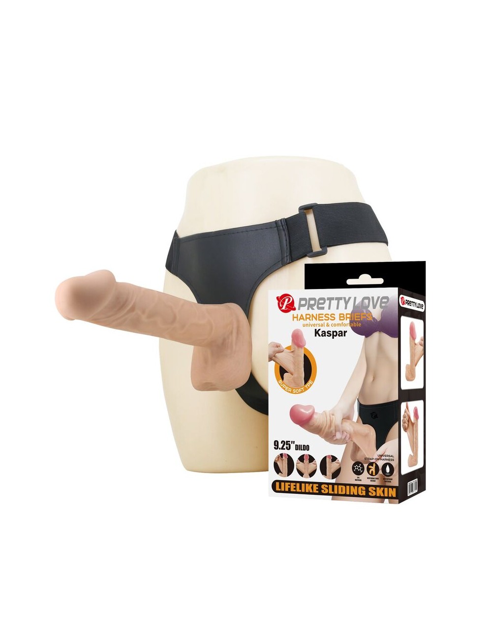 PRETTY LOVE - IMBRACATURA KASPAR CON DILDO FLESSIBILE 21 CM Ø 5 CM NATURALE