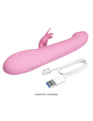 PRETTY LOVE - VIBRATORE BELLA RABBIT CON STIMOLAZIONE A FARFALLA E LED ROSA