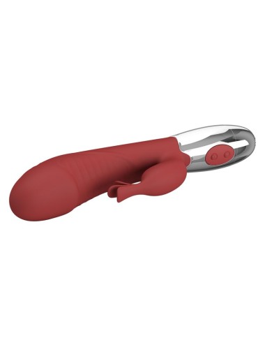 PRETTY LOVE - VIBRATORE A FORMA DI CONIGLIO IN PALISSANDRO, 30 FUNZIONI, RICARICABILE TRAMITE USB, ROSSO