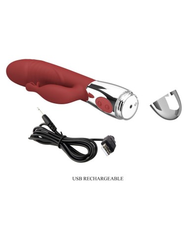 PRETTY LOVE - VIBRATORE A FORMA DI CONIGLIO IN PALISSANDRO, 30 FUNZIONI, RICARICABILE TRAMITE USB, ROSSO
