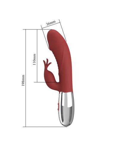 PRETTY LOVE - VIBRATORE A FORMA DI CONIGLIO IN PALISSANDRO, 30 FUNZIONI, RICARICABILE TRAMITE USB, ROSSO