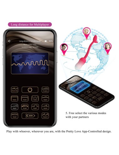 PRETTY LOVE - UOVO VIBRANTE CON CONTROLLO TRAMITE APP PULSEN, 12 FUNZIONI, RICARICABILE TRAMITE USB, ROSA