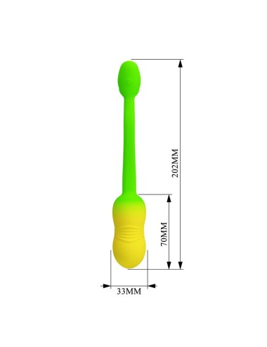 PRETTY LOVE - UOVO VIBRANTE CONTROLLABILE TRAMITE APP PULSEN, 12 FUNZIONI, RICARICABILE TRAMITE USB, VERDE-GIALLO