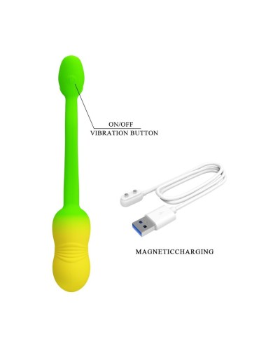 PRETTY LOVE - UOVO VIBRANTE CONTROLLABILE TRAMITE APP PULSEN, 12 FUNZIONI, RICARICABILE TRAMITE USB, VERDE-GIALLO