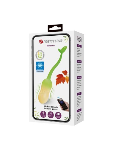 PRETTY LOVE - UOVO VIBRANTE CONTROLLABILE TRAMITE APP PULSEN, 12 FUNZIONI, RICARICABILE TRAMITE USB, VERDE-GIALLO