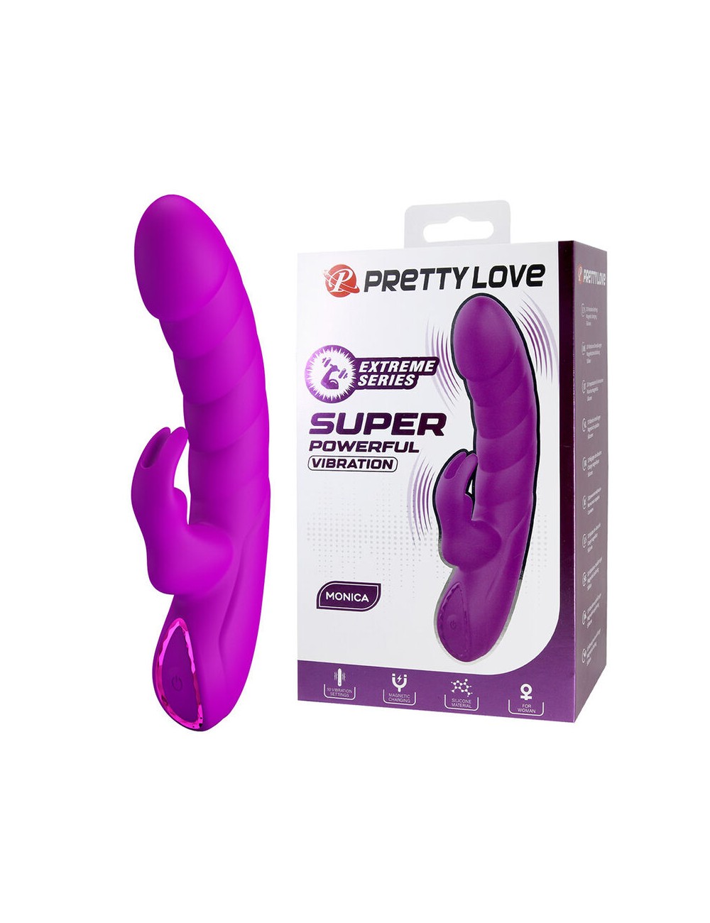 PRETTY LOVE - MONICA VIBRATORE RICARICABILE A DOPPIA STIMOLAZIONE DEL PUNTO G E DEL CLITORIDE