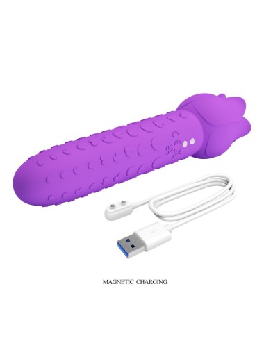 PRETTY LOVE - VIBRATORE RICARICABILE DANNELL PER STIMOLAZIONE ORALE E CLITORIDEA, VIOLA