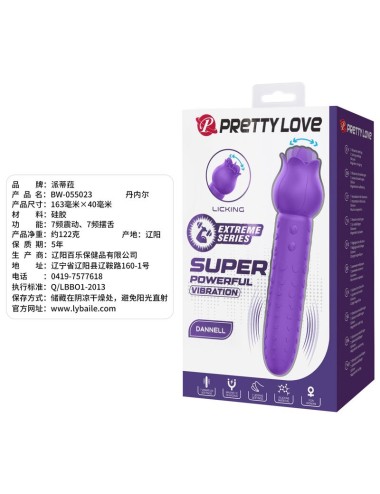 PRETTY LOVE - VIBRATORE RICARICABILE DANNELL PER STIMOLAZIONE ORALE E CLITORIDEA, VIOLA