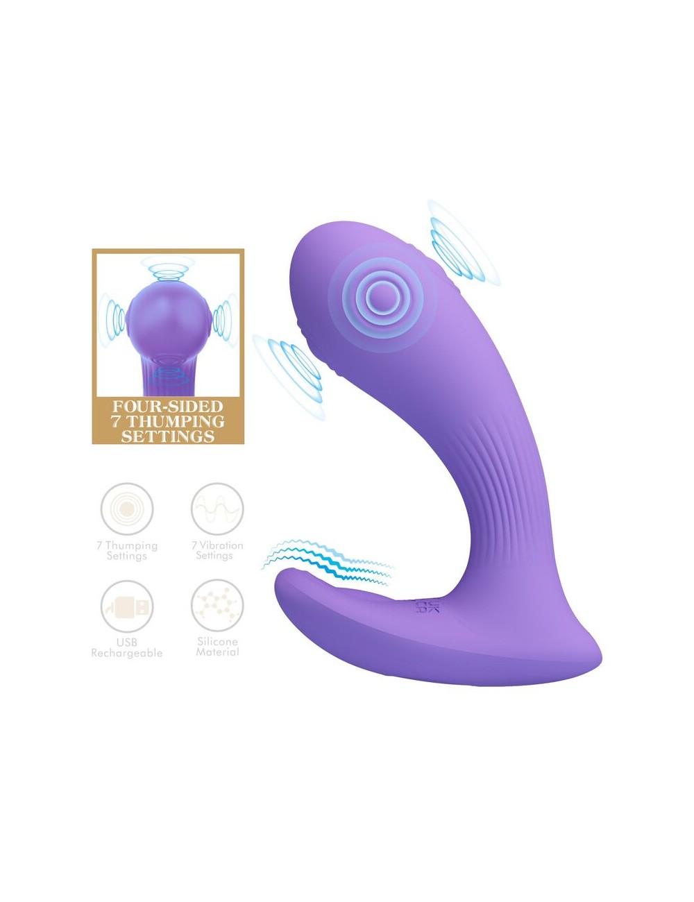 PRETTY LOVE - ANDROMEDA VIBRATORE RICARICABILE A DOPPIA STIMOLAZIONE VIOLA