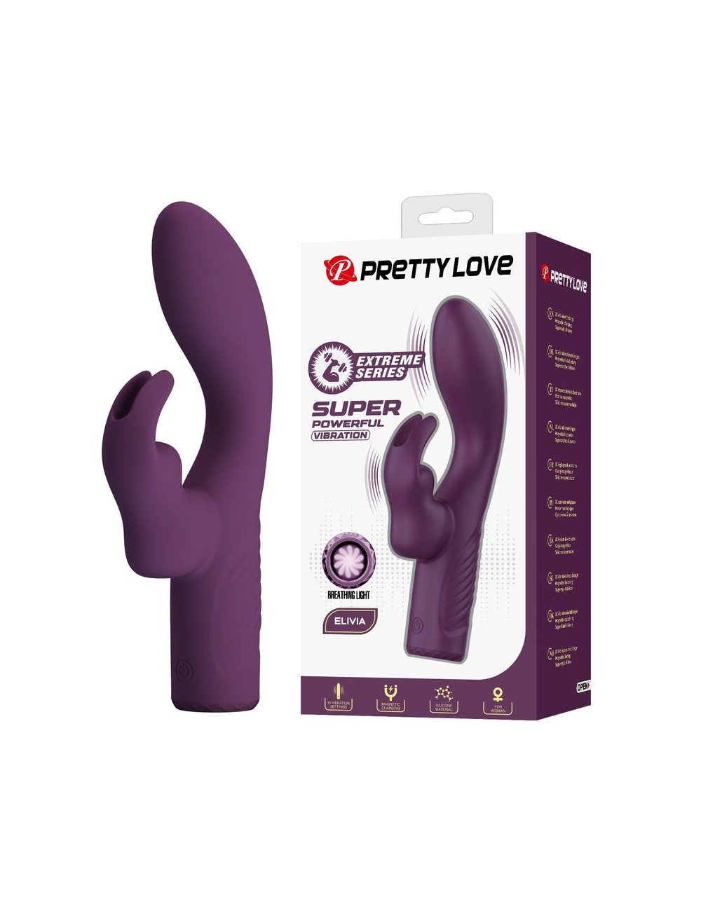 PRETTY LOVE - VIBRATORE A FORMA DI CONIGLIO RICARICABILE OLIVIA CON 10 FUNZIONI