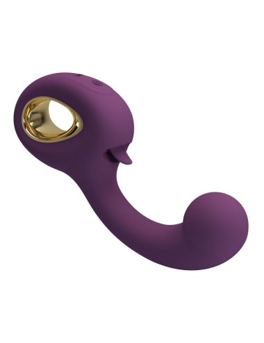 PRETTY LOVE - BRYNNLEE VIBRATORE RICARICABILE CON STIMOLATORE ORALE, 10 VIBRAZIONI E 5 FUNZIONI DI LECCATA, VIOLA