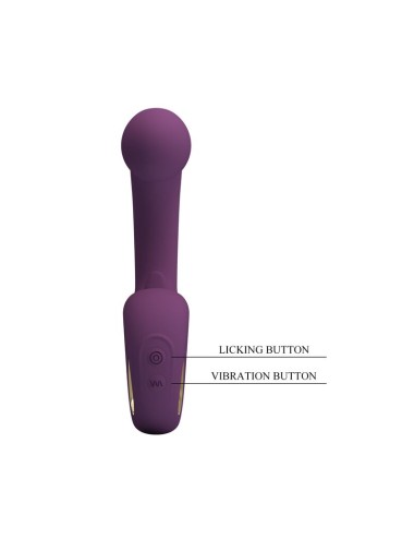 PRETTY LOVE - BRYNNLEE VIBRATORE RICARICABILE CON STIMOLATORE ORALE, 10 VIBRAZIONI E 5 FUNZIONI DI LECCATA, VIOLA