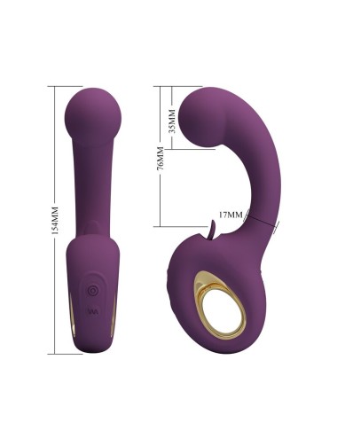 PRETTY LOVE - BRYNNLEE VIBRATORE RICARICABILE CON STIMOLATORE ORALE, 10 VIBRAZIONI E 5 FUNZIONI DI LECCATA, VIOLA