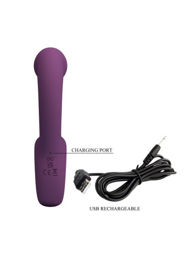 PRETTY LOVE - BRYNNLEE VIBRATORE RICARICABILE CON STIMOLATORE ORALE, 10 VIBRAZIONI E 5 FUNZIONI DI LECCATA, VIOLA