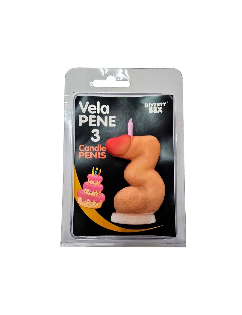 DIABLO PICANTE - CANDELA A FORMA DI PENE NELLA FORMA DEL NUMERO 3 COLOR CARNE