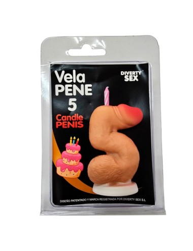 DIABLO PICANTE - CANDELA A FORMA DI PENE NELLA FORMA DEL NUMERO 5 COLORE CARNE