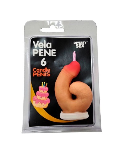 DIABLO PICANTE - CANDELA A FORMA DI PENE NELLA FORMA DEL NUMERO 6 COLOR CARNE