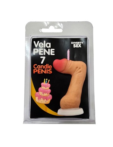DIABLO PICANTE - CANDELA A FORMA DI PENE NELLA FORMA DEL NUMERO 7 COLORE CARNE