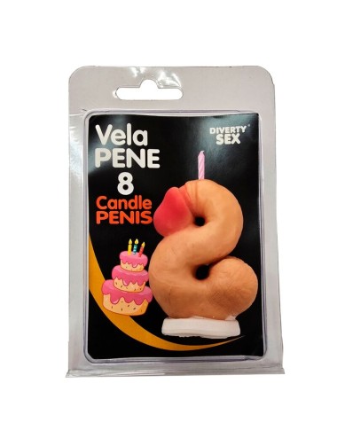 DIABLO PICANTE - CANDELA A FORMA DI PENE A FORMA DI NUMERO 8 COLORE CARNE