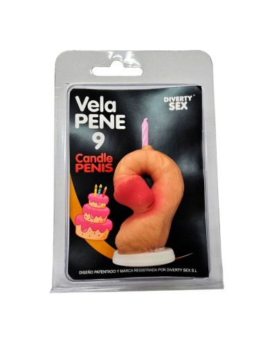 DIABLO PICANTE - CANDELA A FORMA DI PENE NELLA FORMA DEL NUMERO 9 COLORE CARNE