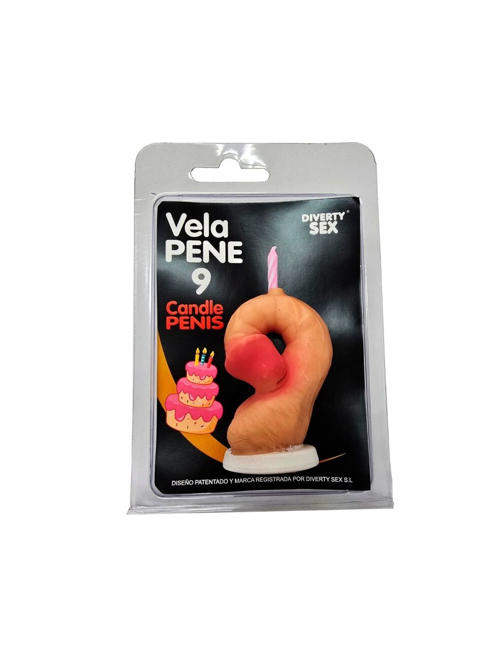 DIABLO PICANTE - CANDELA A FORMA DI PENE NELLA FORMA DEL NUMERO 9 COLORE CARNE