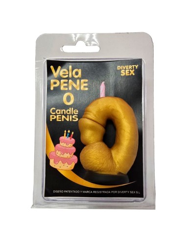DIABLO PICANTE - CANDELA A FORMA DI PENE A FORMA DI NUMERO 0 COLORE ORO