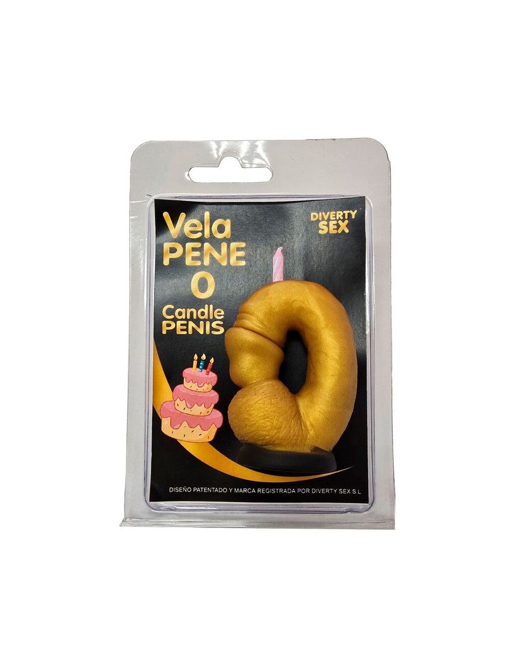 DIABLO PICANTE - CANDELA A FORMA DI PENE A FORMA DI NUMERO 0 COLORE ORO